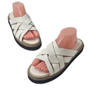 French Connection Alexis White Woven Platform Espadrille Sandals Size 10 NWT